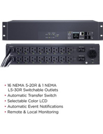 Cyber Power CyberPower Metered ATS PDU PDU44003 17-Outlets PDU - Metered - NEMA L5-30P - 16 x NEMA 5-20R, 1 x NEMA L5-30R - 120 