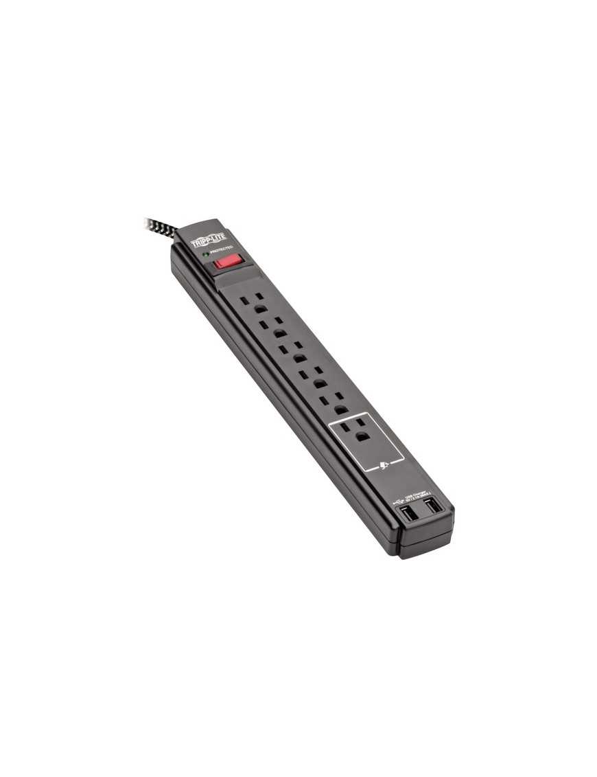 Tripp Lite Safe-IT TLP610BUAM 6-Outlet Surge Suppressor/Protector - 6 x NEMA 5-15R, 2 x USB - 1.88 kVA - 990 J - 120 V AC Input