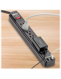 Tripp Lite Safe-IT TLP610BUAM 6-Outlet Surge Suppressor/Protector - 6 x NEMA 5-15R, 2 x USB - 1.88 kVA - 990 J - 120 V AC Input