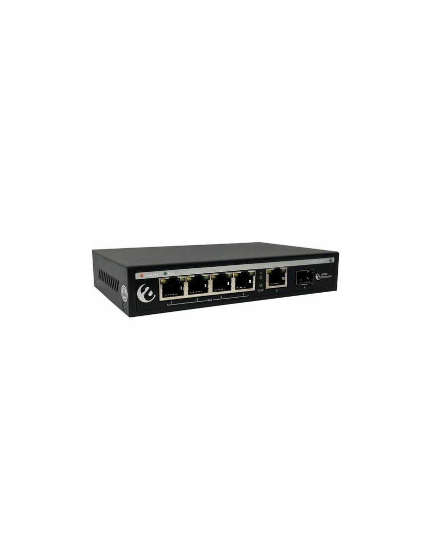 Amer Networks Amer SG4P1-60 4-Port Gigabit PoE Switch with 1 Gigabit RJ45 and 1 SFP - 5 Ports - Gigabit Ethernet - 10/100/1000Ba