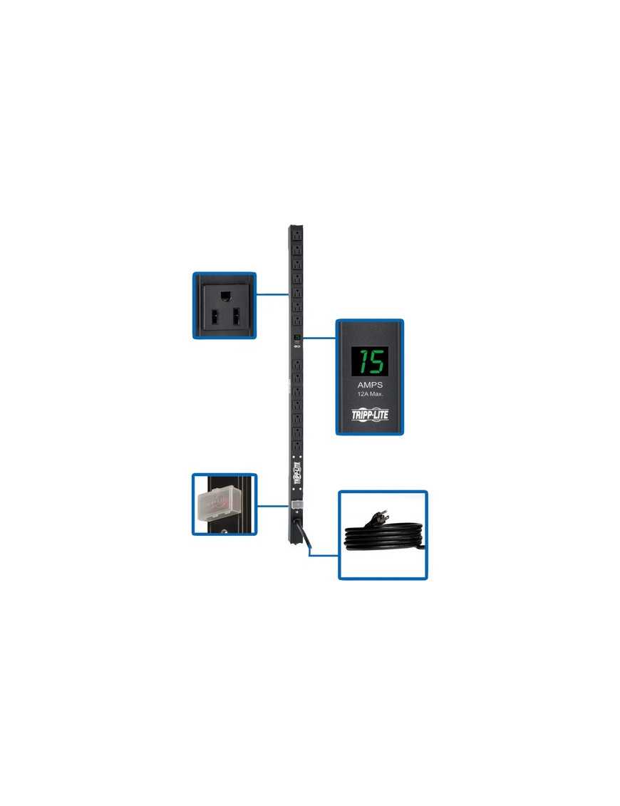 Tripp Lite PDUMV15-36 14-Outlets PDU - NEMA 5-15P - 14 x NEMA 5-15R - 120 V AC - 1.50 kW - 0U - Vertical - Rack-mountable