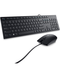 Dell Wired Keyboard and Mouse - KM300C - USB Keyboard - Black - USB Cable Mouse - Optical - 1000 dpi - 3 Button - Black - Mute, 