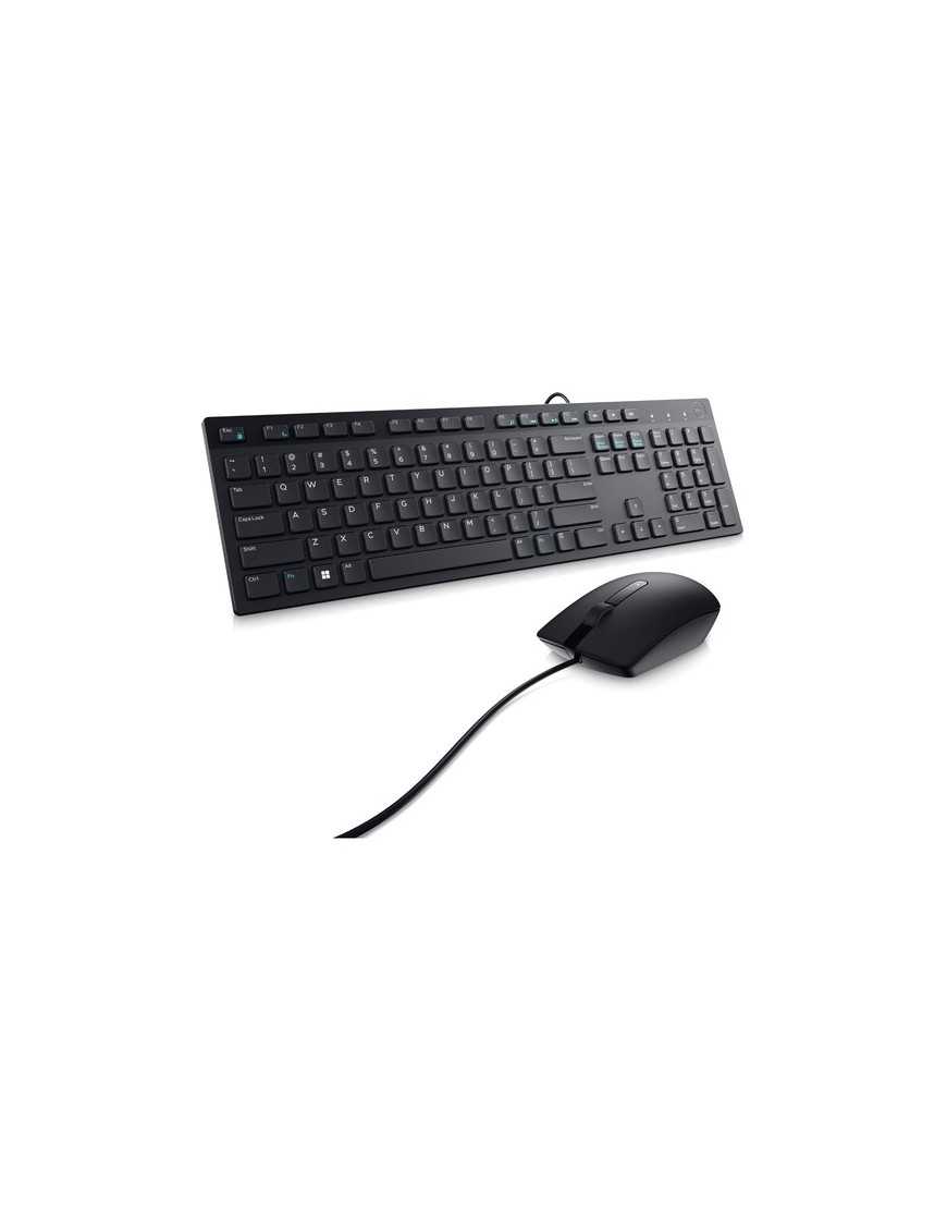 Dell Wired Keyboard and Mouse - KM300C - USB Keyboard - Black - USB Cable Mouse - Optical - 1000 dpi - 3 Button - Black - Mute, 