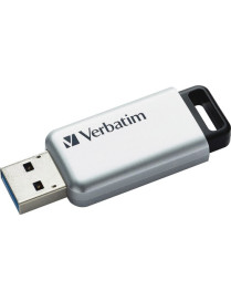 Verbatim 64GB Store'n' Go Secure Pro USB 3.0 Flash Drive with AES 256 Hardware Encryption - Silver - 64 GB - USB 3.0 - Silver - 