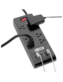 Tripp Lite Surge Protector Power Strip 6-Outlets 4 USB Ports 6ft Cord Black - 6 x NEMA 5-15R, 4 x USB - 1875 VA - 900 J - 120 V 