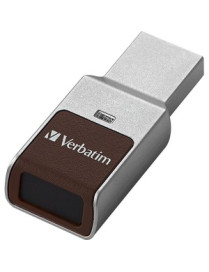 Verbatim Fingerprint Secure USB 3.0 Flash Drive - 128 GB - USB 3.0 - Silver - 256-bit AES - Lifetime Warranty - 1 Each