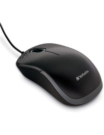 Verbatim Silent Corded Optical Mouse - Black - Optical - Cable - Black - 1 Pack - USB Type A - Scroll Wheel - 3 Button(s)