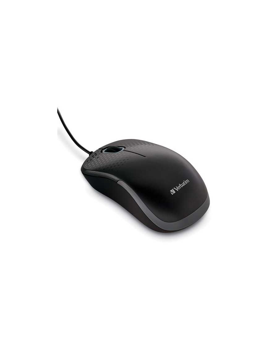 Verbatim Silent Corded Optical Mouse - Black - Optical - Cable - Black - 1 Pack - USB Type A - Scroll Wheel - 3 Button(s)