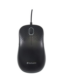 Verbatim Silent Corded Optical Mouse - Black - Optical - Cable - Black - 1 Pack - USB Type A - Scroll Wheel - 3 Button(s)