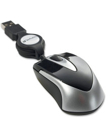 Verbatim Mini Travel Optical Mouse - Black - Optical - Cable - Black - 1 Pack - USB - 1000 dpi - Scroll Wheel - 3 Button(s)