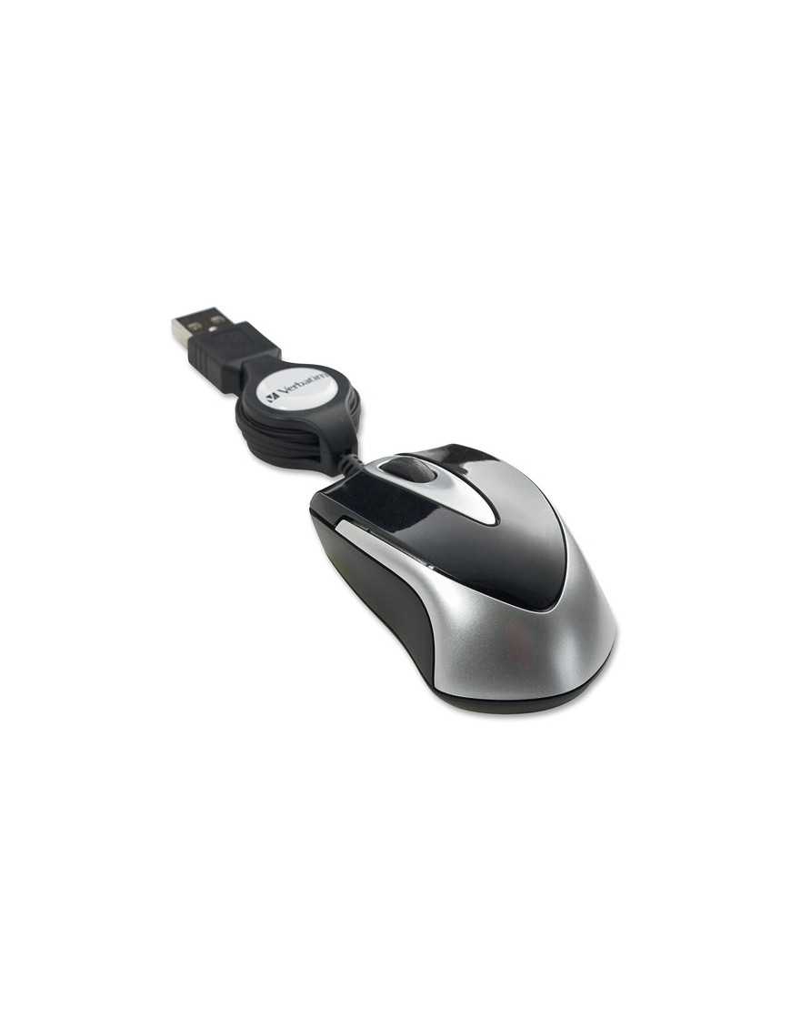 Verbatim Mini Travel Optical Mouse - Black - Optical - Cable - Black - 1 Pack - USB - 1000 dpi - Scroll Wheel - 3 Button(s)