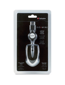 Verbatim Mini Travel Optical Mouse - Black - Optical - Cable - Black - 1 Pack - USB - 1000 dpi - Scroll Wheel - 3 Button(s)