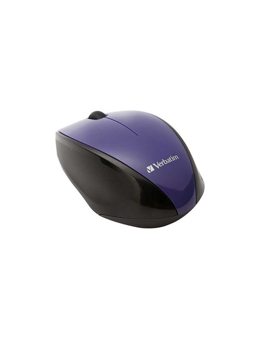 Verbatim Wireless Notebook Multi-Trac Blue LED Mouse - Purple - Blue Optical - Wireless - Radio Frequency - 2.40 GHz - Purple - 