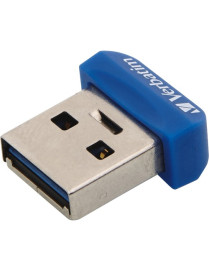 Verbatim 64GB Store 'n' Stay Nano USB 3.0 Flash Drive - Blue - 64 GB - USB 3.2 (Gen 1) - Blue - Lifetime Warranty - 1 Each