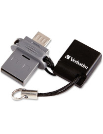 Verbatim 64GB Store 'n' Go Dual USB Flash Drive - 64 GB - Micro USB, USB 2.0 - Lifetime Warranty - 1 Each - TAA Compliant