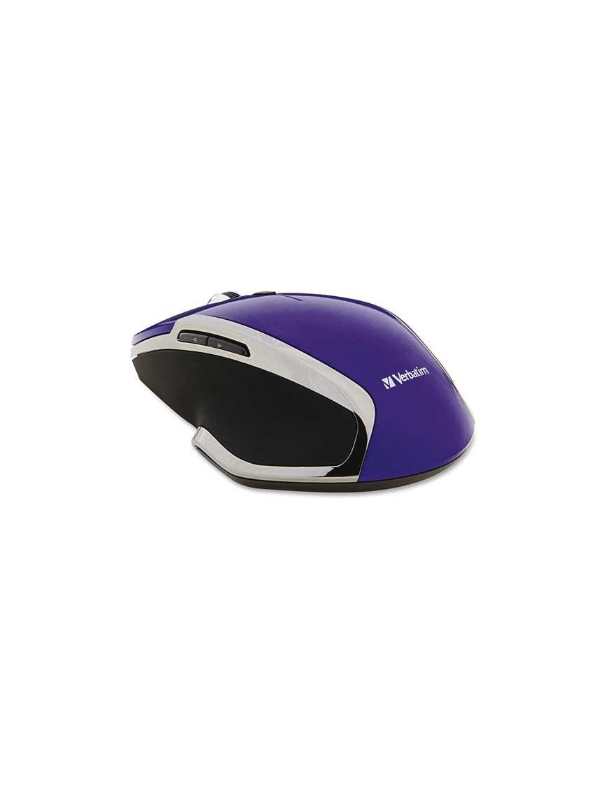 Verbatim Wireless Notebook 6-Button Deluxe Blue LED Mouse - Purple - Blue LED/Optical - Wireless - Radio Frequency - Purple - 1 