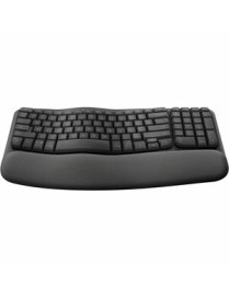 Logitech Wave Keys for Business Ergonomic Keyboard - Wireless Connectivity - Bluetooth - 32.81 ft (10000 mm) - USB Type A Interf