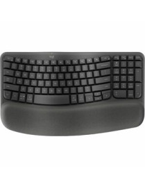 Logitech Wave Keys for Business Ergonomic Keyboard - Wireless Connectivity - Bluetooth - 32.81 ft (10000 mm) - USB Type A Interf