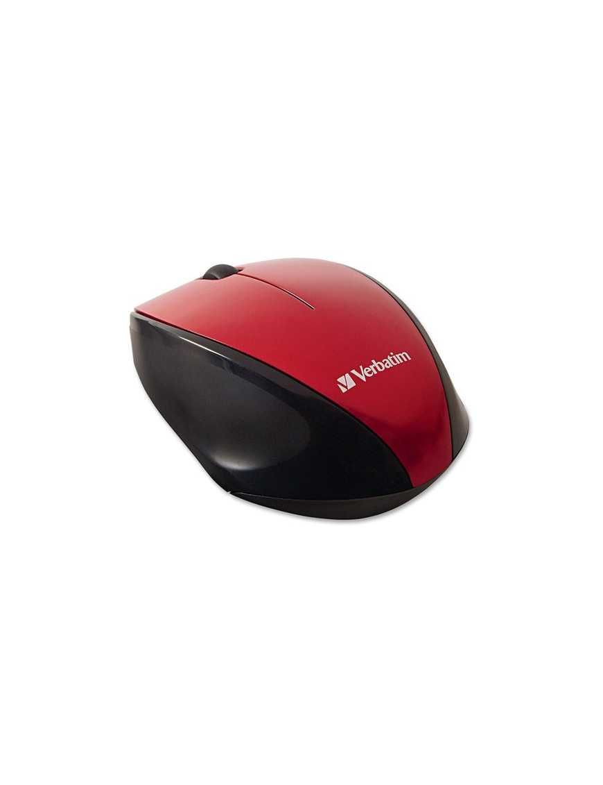 Verbatim Wireless Notebook Multi-Trac Blue LED Mouse - Red - Blue Optical - Wireless - Radio Frequency - 2.40 GHz - Red - 1 Pack