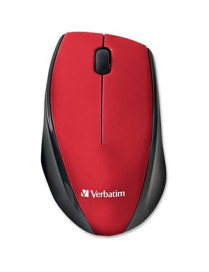 Verbatim Wireless Notebook Multi-Trac Blue LED Mouse - Red - Blue Optical - Wireless - Radio Frequency - 2.40 GHz - Red - 1 Pack