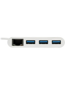 Tripp Lite by Eaton U460-003-3AG 3-Port USB 3.1 Gen 1 Portable Hub - USB Type C - External - 3 USB Port(s) - 1 Network (RJ-45) P