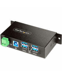 StarTech.com 4-Port Managed USB Hub, Heavy Duty Metal Industrial Housing, ESD & Surge Protection, Wall/Desk/Din-Rail Mountable, 