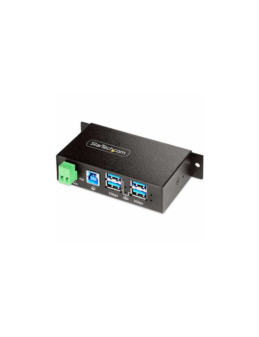 StarTech.com 4-Port Managed USB Hub, Heavy Duty Metal Industrial Housing, ESD & Surge Protection, Wall/Desk/Din-Rail Mountable, 