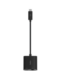 Belkin USB-C to Ethernet + Charge Adapter - 1 x Type C USB Male - 1 x RJ-45 Network Female, 1 x Type C USB Female - Black