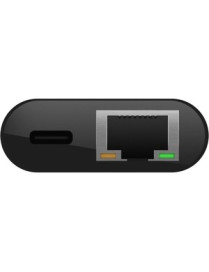 Belkin USB-C to Ethernet + Charge Adapter - 1 x Type C USB Male - 1 x RJ-45 Network Female, 1 x Type C USB Female - Black