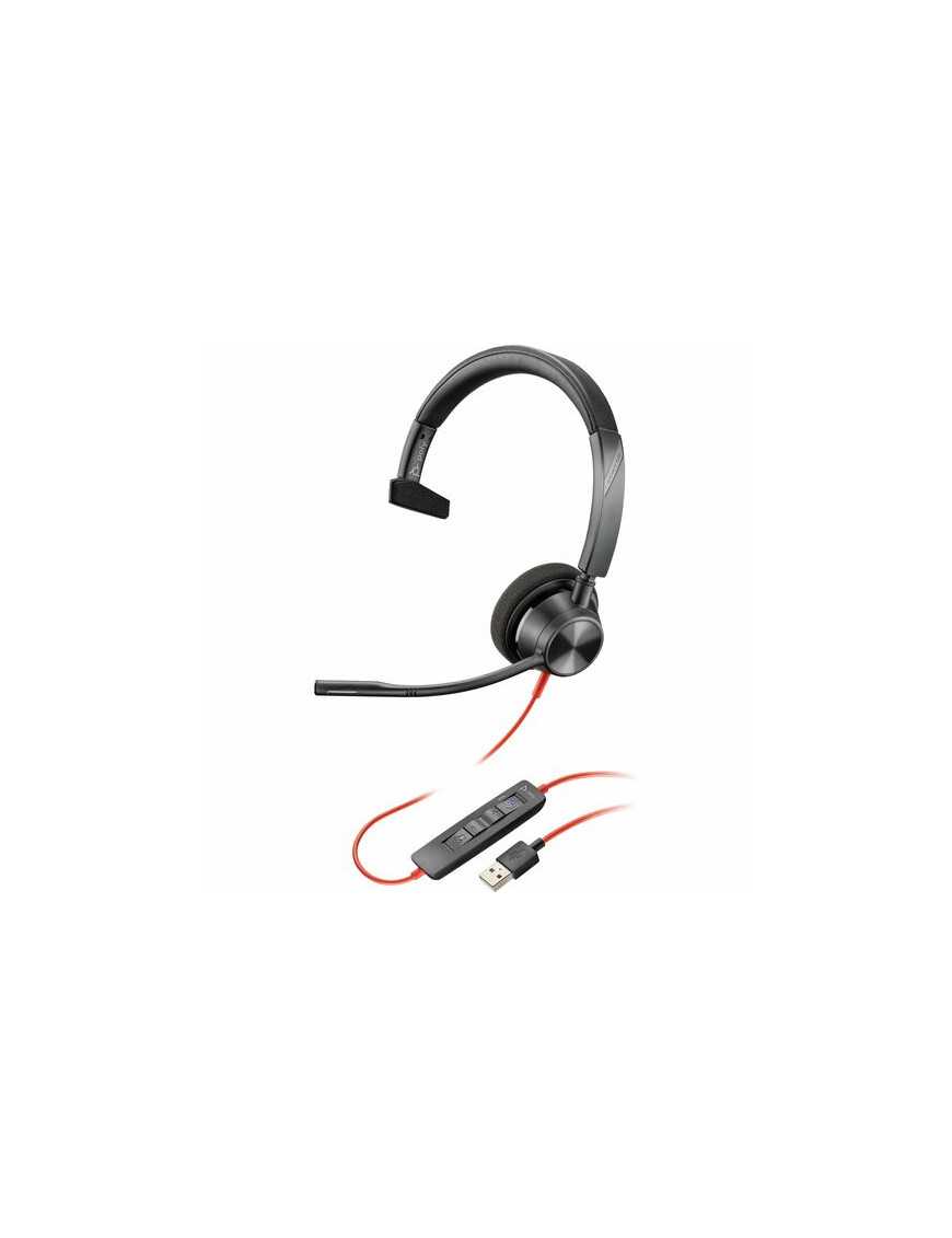 HP Inc. Poly Blackwire 3310 Microsoft Teams Certified USB-A Headset TAA - Mono - USB Type A, Mini-phone (3.5mm) - Wired - 32 Ohm
