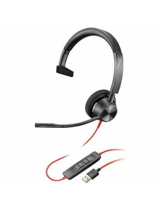 HP Inc. Poly Blackwire 3310 Microsoft Teams Certified USB-A Headset TAA - Mono - USB Type A, Mini-phone (3.5mm) - Wired - 32 Ohm