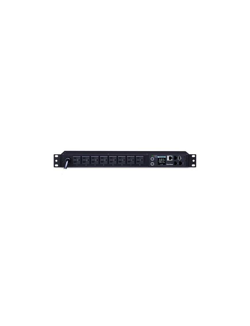 Cyber Power CyberPower PDU31001 Monitored PDU, 100-120V, 15A, 8 NEMA 5-15R Outlets, 1U Rackmount - Monitored - NEMA 5-15P - 8 x 