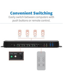 Tripp Lite by Eaton B005-DPUA4 4-Port DisplayPort/USB KVM Switch - 4 Computer(s) - 1 Local User(s) - 4096 x 2160 - 8 x USB - 1 x