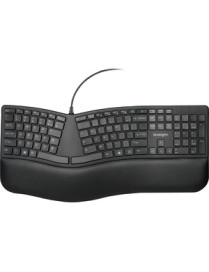 Kensington Pro Fit Ergo Wired Keyboard - Cable Connectivity - USB Type A Interface - Windows, ChromeOS, Mac OS - Black