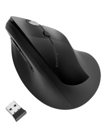 Kensington Pro Fit Ergo Vertical Wireless Mouse - Wireless - Radio Frequency - Black - 1 Pack - USB - 1600 dpi - Scroll Wheel - 