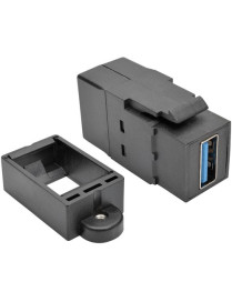 Tripp Lite by Eaton USB 3.0 All-in-One Keystone/Panel Mount Coupler (F/F), Black - 1 x Type A USB 3.0 USB Female - 1 x Type A US