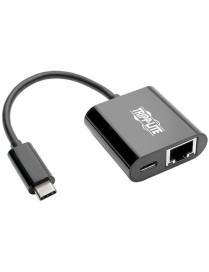 Tripp Lite by Eaton USB-C to Gigabit Network Adapter with USB-C PD Charging - Thunderbolt 3, Black - USB 3.1 Type C - 1 Port(s) 