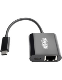 Tripp Lite by Eaton USB-C to Gigabit Network Adapter with USB-C PD Charging - Thunderbolt 3, Black - USB 3.1 Type C - 1 Port(s) 