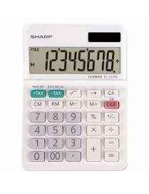 Sharp Electronics Sharp EL310WB Simple Calculator - Double Zero - 1 Line(s) - 8 Digits - Battery, Solar Powered - 1 - LR54 - Whi