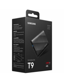 Samsung T9 4 TB Portable Rugged Solid State Drive - External - PCI Express NVMe - Black - Desktop PC, Gaming Console, Camera, No