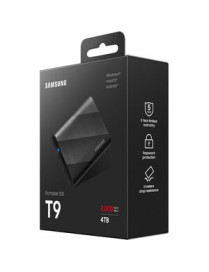 Samsung T9 4 TB Portable Rugged Solid State Drive - External - PCI Express NVMe - Black - Desktop PC, Gaming Console, Camera, No