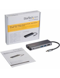 StarTech.com USB C Multiport Adapter - Portable USB Type-C Travel Dock - 4K HDMI, 2-pt USB Hub, SD, GbE, 60W PD Pass-Through - L