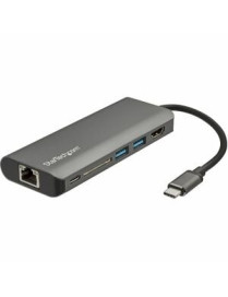 StarTech.com USB C Multiport Adapter - Portable USB Type-C Travel Dock - 4K HDMI, 2-pt USB Hub, SD, GbE, 60W PD Pass-Through - L