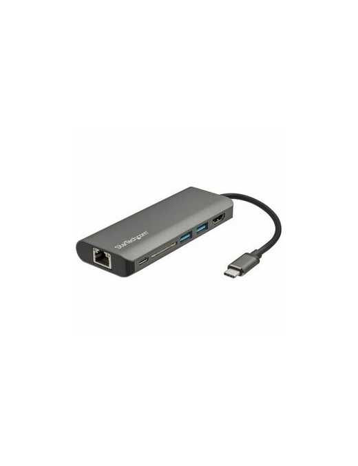 StarTech.com USB C Multiport Adapter - Portable USB Type-C Travel Dock - 4K HDMI, 2-pt USB Hub, SD, GbE, 60W PD Pass-Through - L