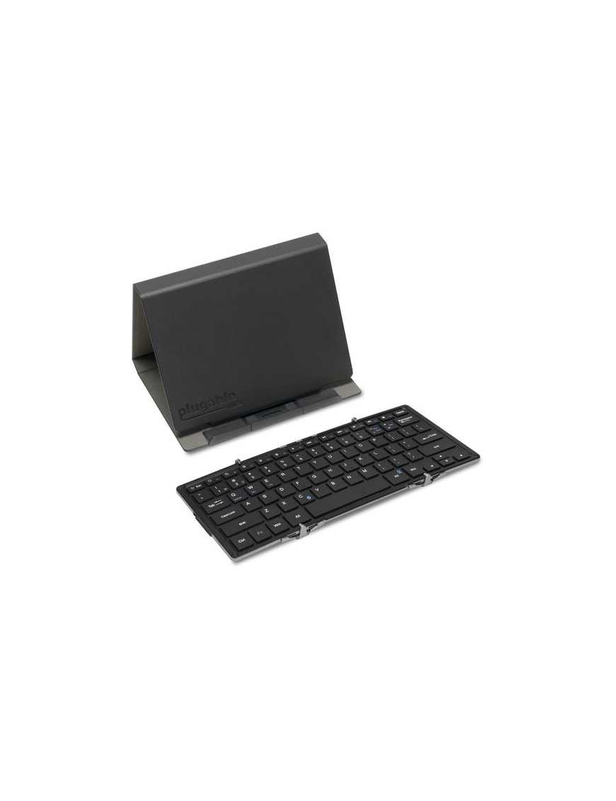 Plugable Foldable Bluetooth Keyboard Compatible with iPad, iPhones, Android, and Windows - Full-Size Multi-Device Keyboard, Wire