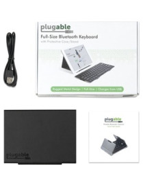 Plugable Foldable Bluetooth Keyboard Compatible with iPad, iPhones, Android, and Windows - Full-Size Multi-Device Keyboard, Wire