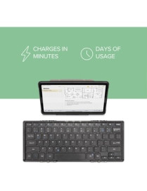 Plugable Foldable Bluetooth Keyboard Compatible with iPad, iPhones, Android, and Windows - Full-Size Multi-Device Keyboard, Wire