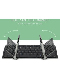 Plugable Foldable Bluetooth Keyboard Compatible with iPad, iPhones, Android, and Windows - Full-Size Multi-Device Keyboard, Wire