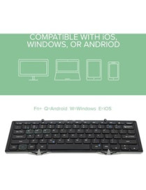 Plugable Foldable Bluetooth Keyboard Compatible with iPad, iPhones, Android, and Windows - Full-Size Multi-Device Keyboard, Wire