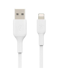 Belkin BoostCharge Lightning to USB-A Cable (3 meter / 9.9 foot, White) - 9.8 ft Lightning/USB Data Transfer Cable - First End: 